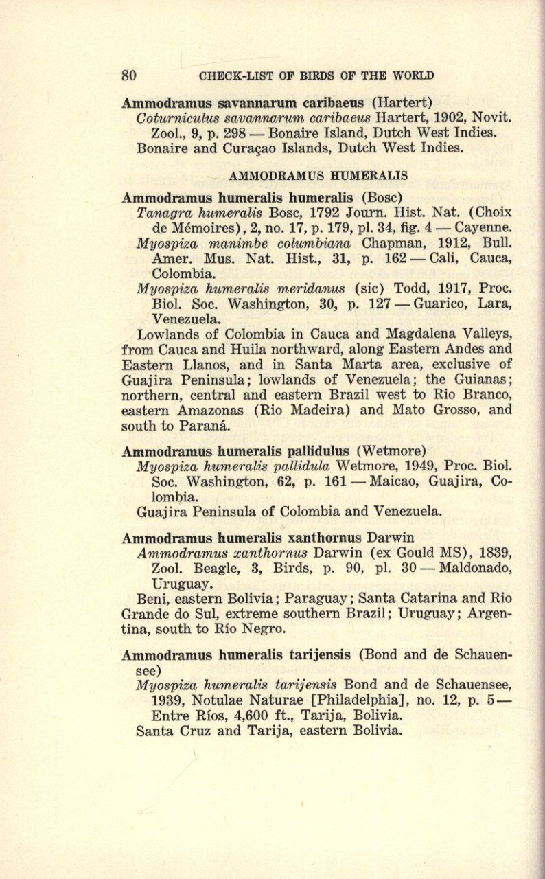 Check-List of Birds of the World (15-Volume Set, Vols 1-6 and Vols 8-16)