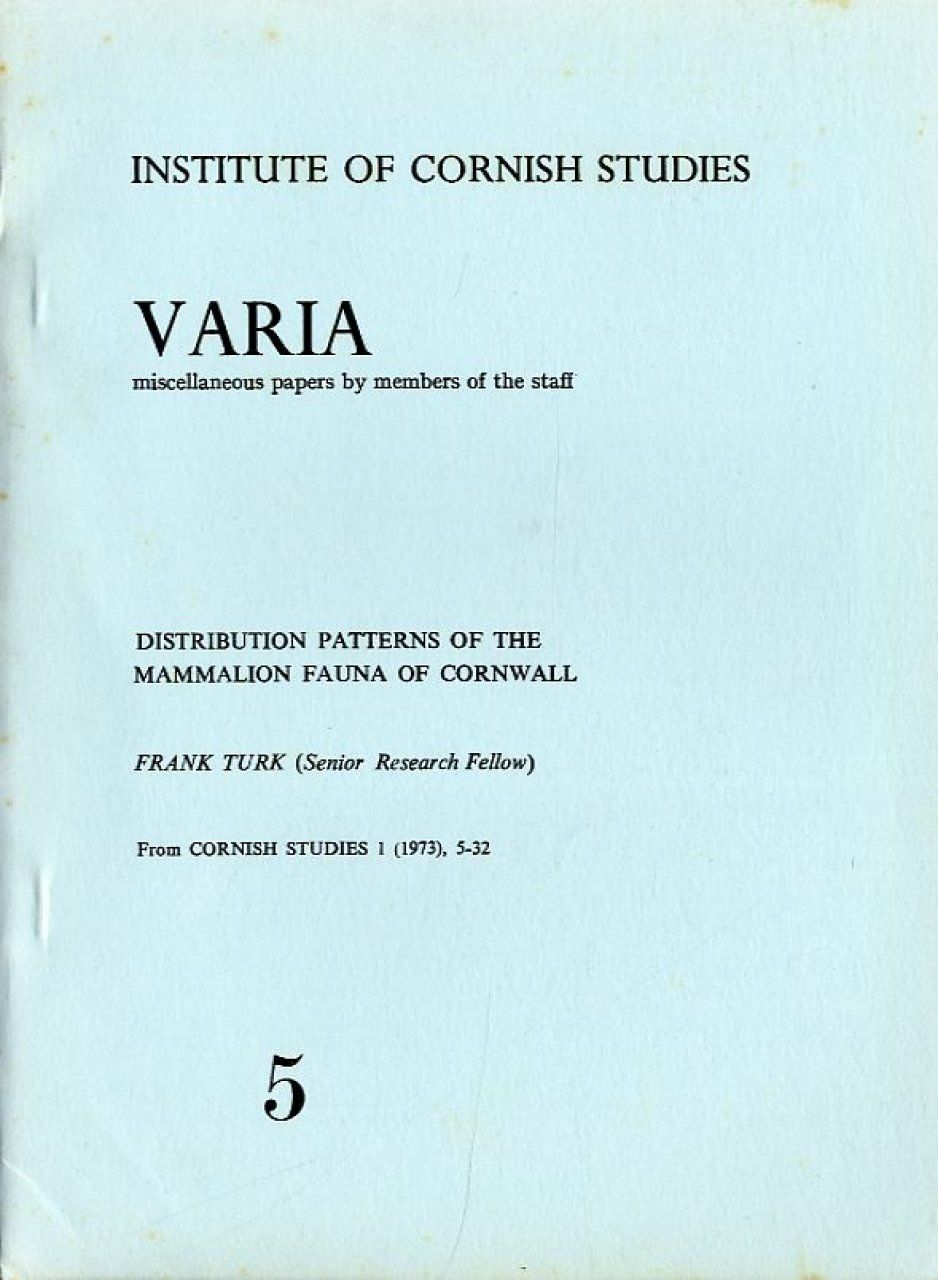 Distribution Patterns of the Mammalian Fauna of Cornwall