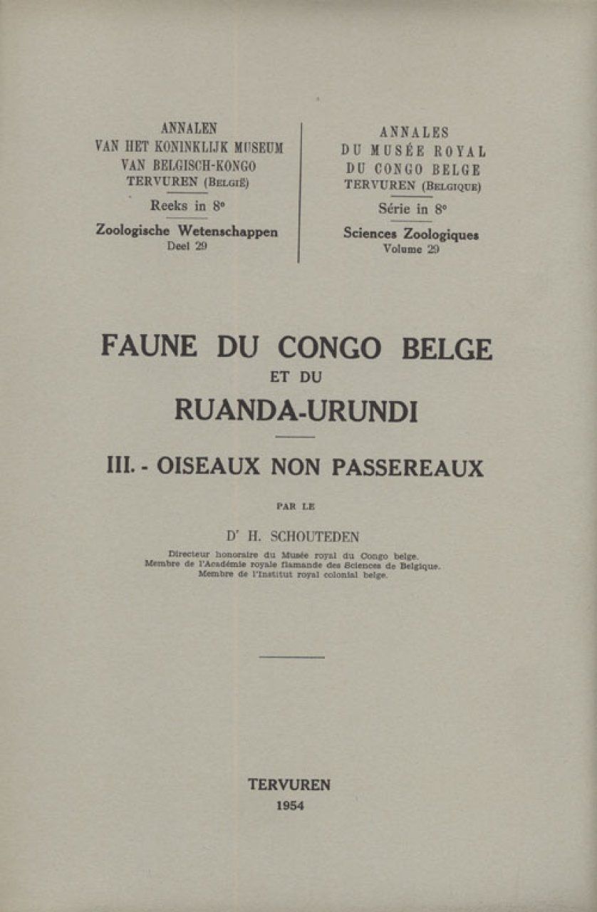 Faune du Congo Belge et du Ruanda-Urundi, (III) Oiseaux Non Passereaux