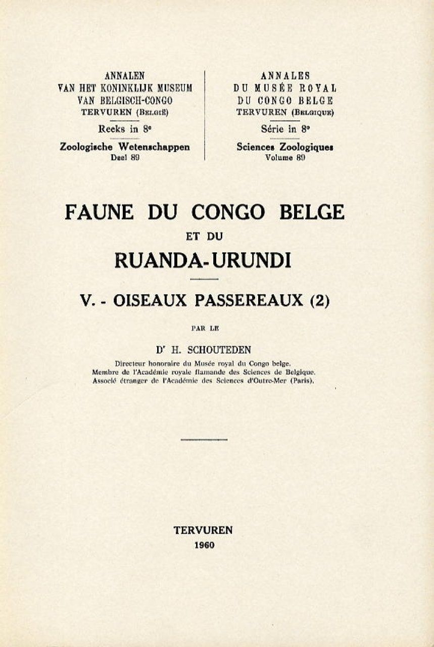 Faune du Congo Belge et du Ruanda-Urundi, (V) - Oiseaux Passereaux (2)