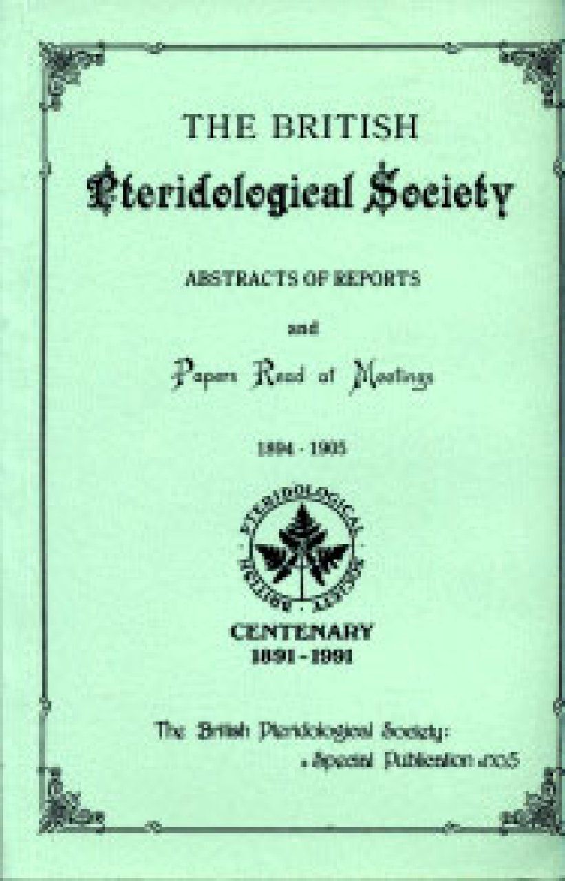 The BPS Abstracts of Reports Read at Meetings 1894-1905