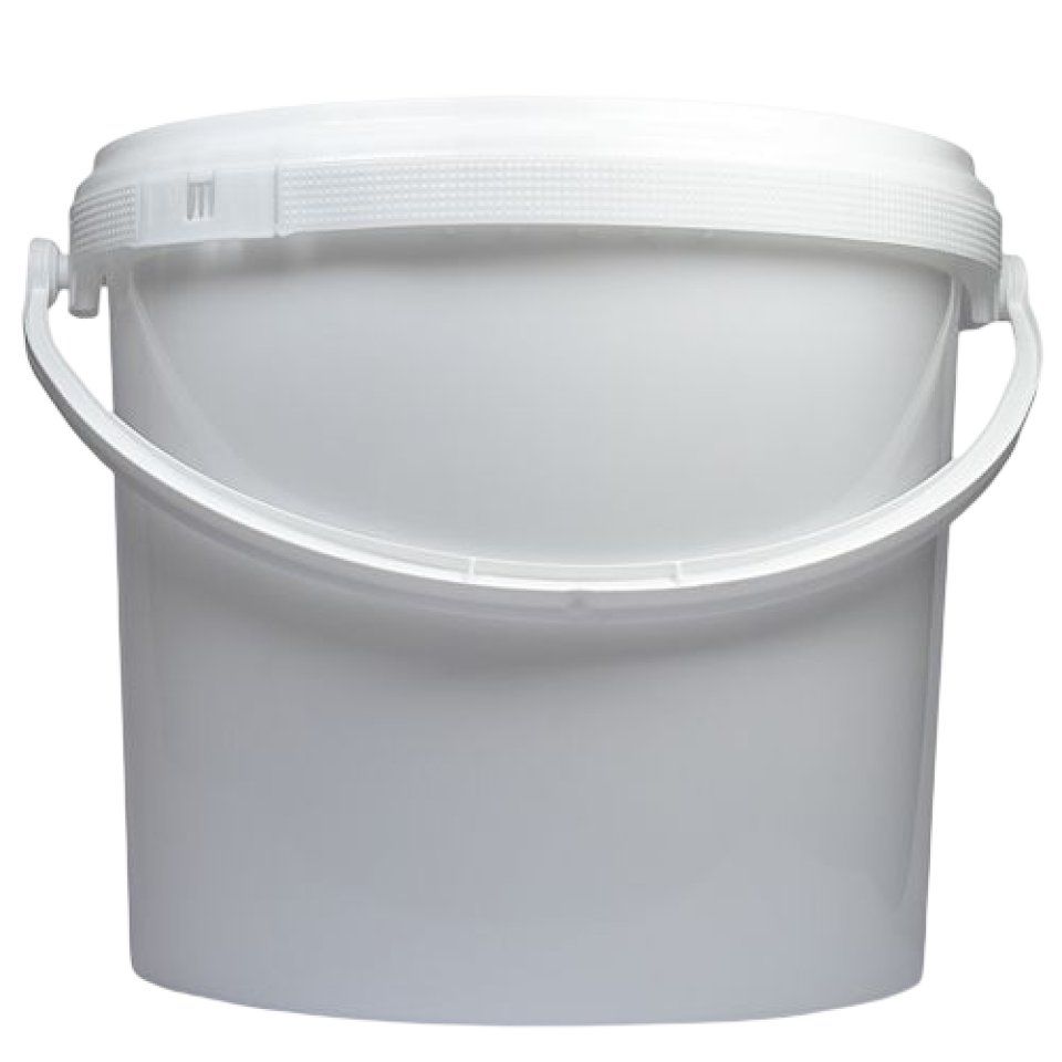 White Plastic Bucket with Lid and Plastic Handle
