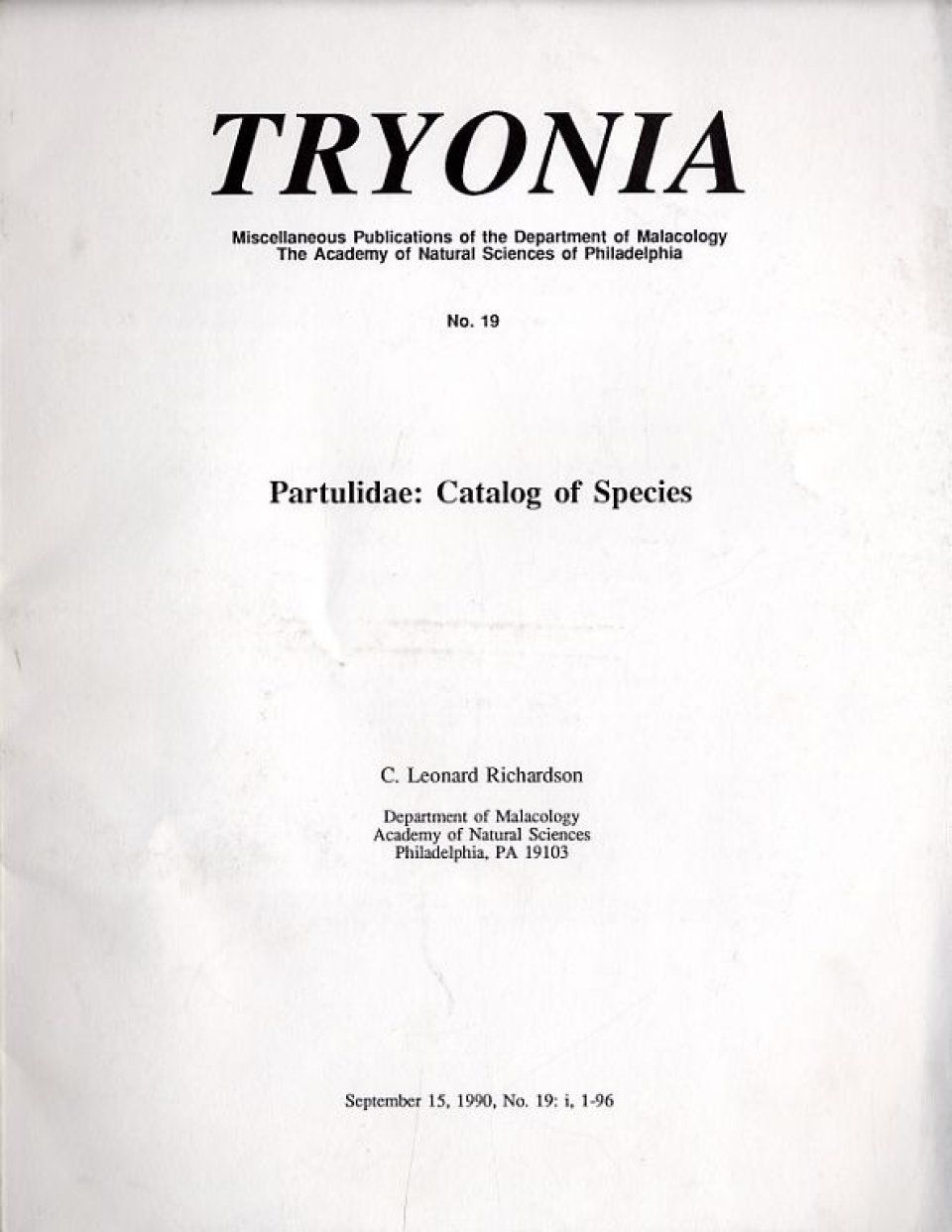 Partulidae: Catalogue of Species