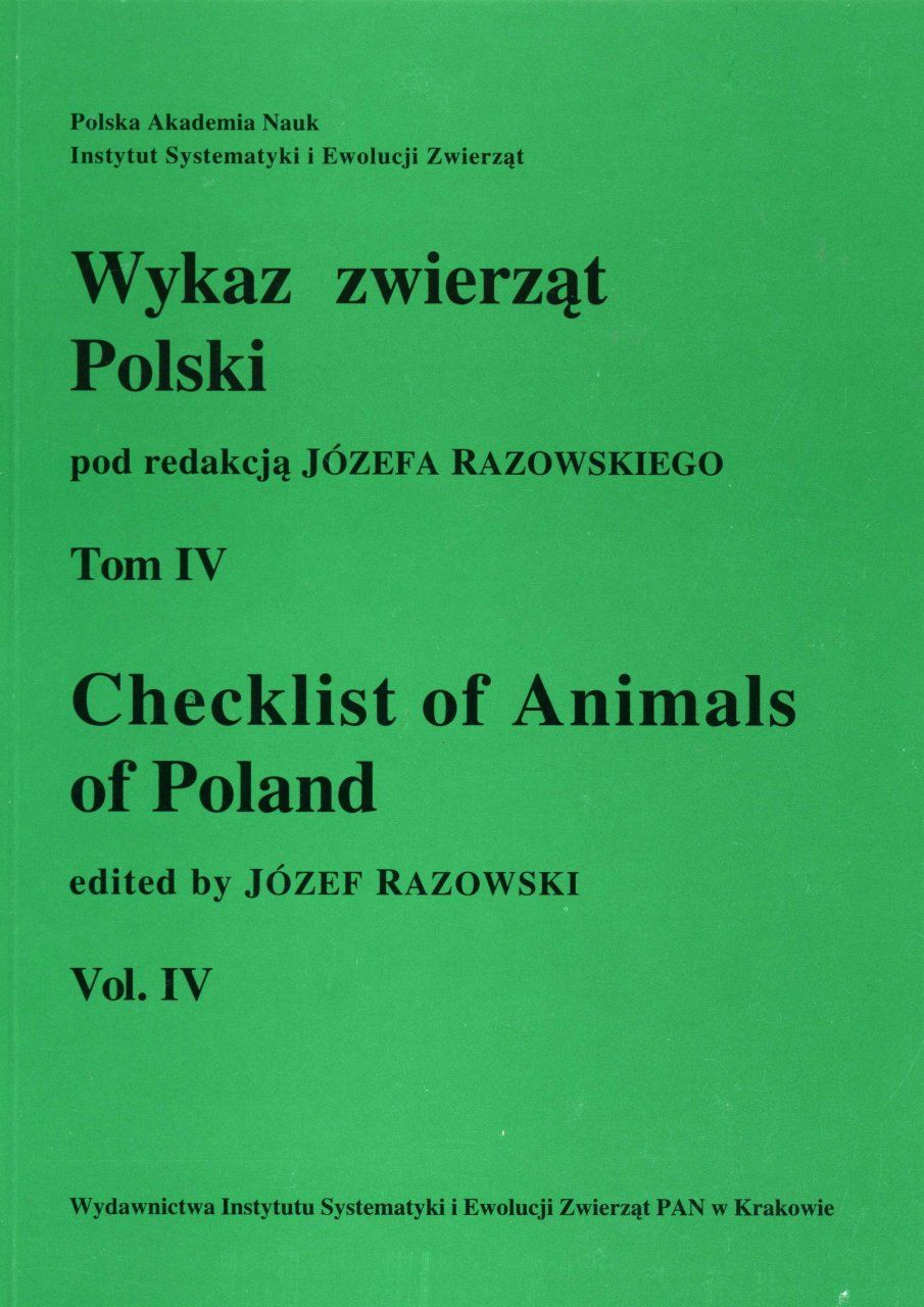 Checklist of Animals of Poland, Volume 4: Porifera - Symphala